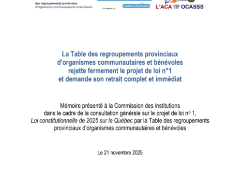 Projet de loi 1, Loi constitutionnelle de 2025 sur le Québec : la Table dépose un mémoire